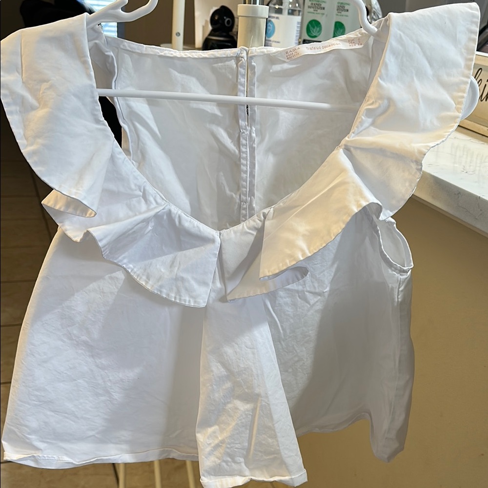 White Ruffled Women's Top